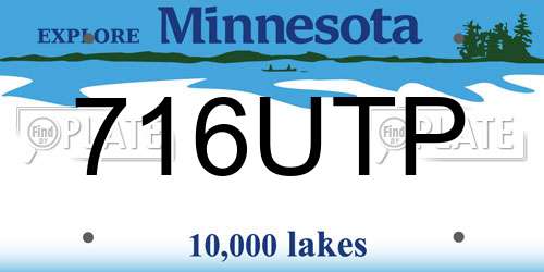 716UTP Minnesota License Plate