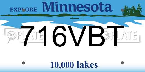 716VBT Minnesota License Plate