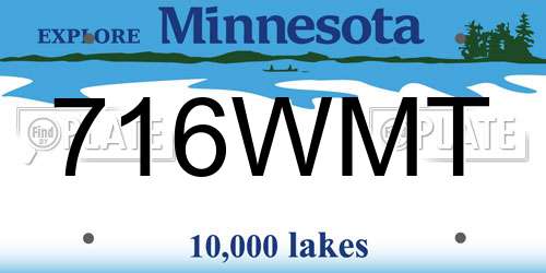 716WMT Minnesota License Plate
