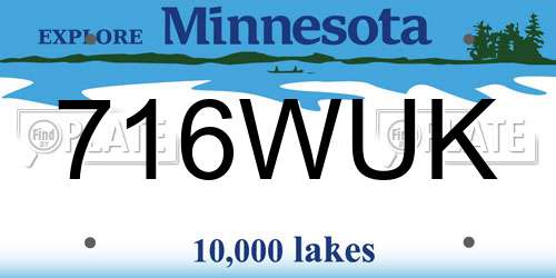 716WUK Minnesota License Plate