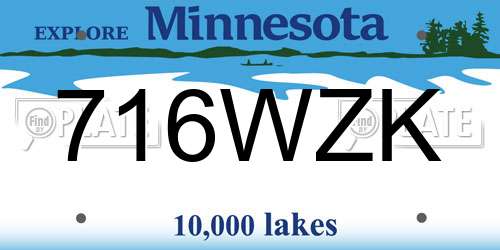 716WZK Minnesota License Plate