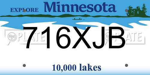 716XJB Minnesota License Plate