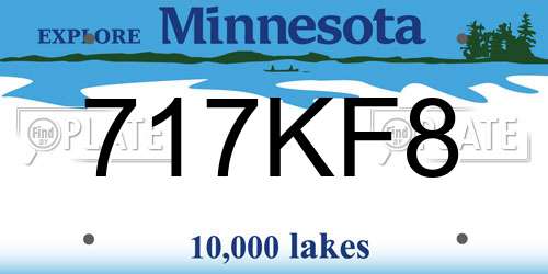 717KF8 Minnesota License Plate