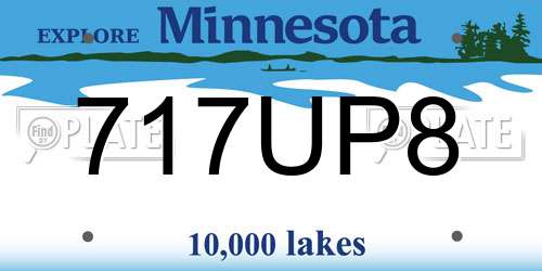 717UP8 Minnesota License Plate