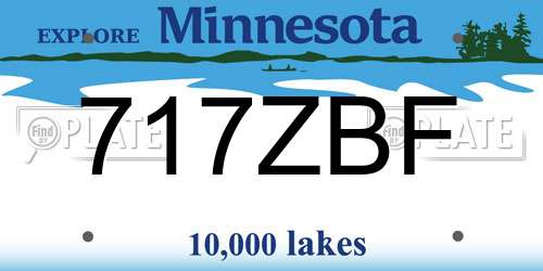 717ZBF Minnesota License Plate