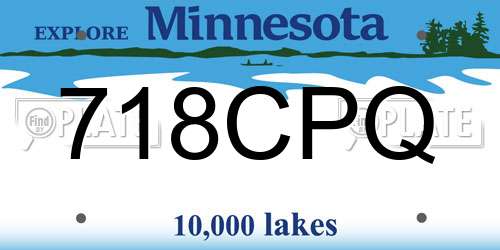 718CPQ Minnesota License Plate