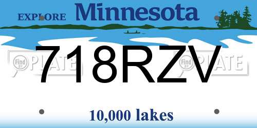 718RZV Minnesota License Plate