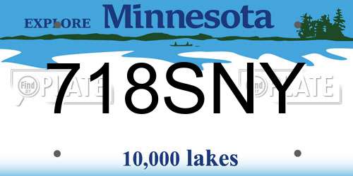 718SNY Minnesota License Plate