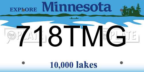 718TMG Minnesota License Plate