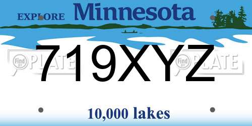 719XYZ Minnesota License Plate