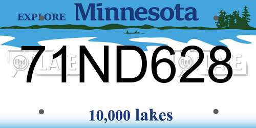 71ND628 Minnesota License Plate