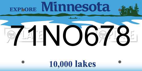 71NO678 Minnesota License Plate