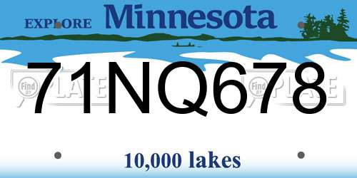 71NQ678 Minnesota License Plate