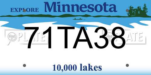 71TA38 Minnesota License Plate
