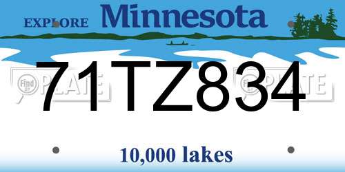 71TZ834 Minnesota License Plate