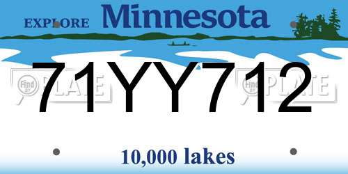 71YY712 Minnesota License Plate