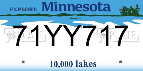 71YY717 Minnesota License Plate