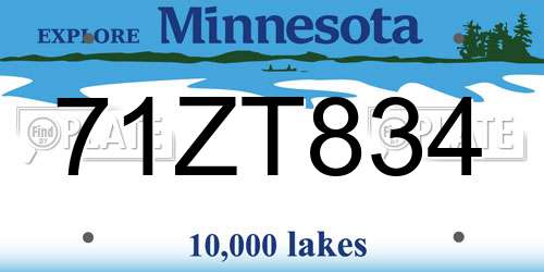 71ZT834 Minnesota License Plate
