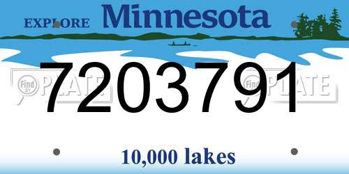 7203791 Minnesota License Plate