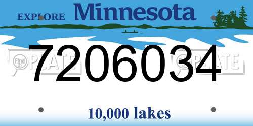 7206034 Minnesota License Plate