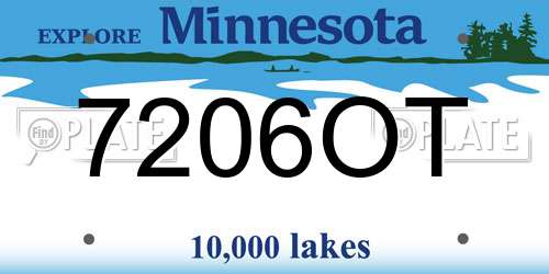 7206OT Minnesota License Plate