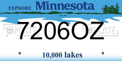 7206OZ Minnesota License Plate