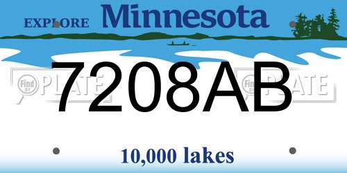 7208AB Minnesota License Plate