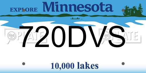 720DVS Minnesota License Plate