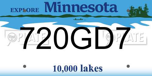 720GD7 Minnesota License Plate