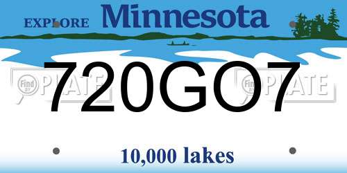 720GO7 Minnesota License Plate