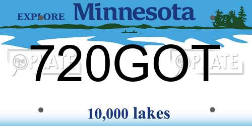 720GOT Minnesota License Plate