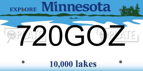 720GOZ Minnesota License Plate