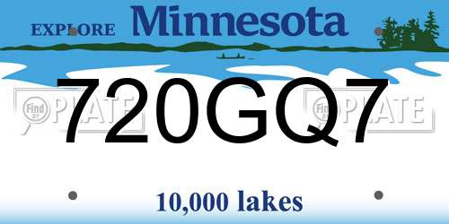720GQ7 Minnesota License Plate