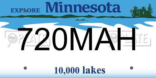 720MAH Minnesota License Plate