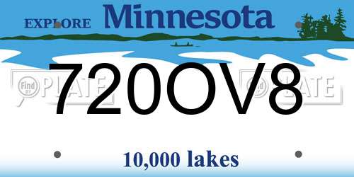 720OV8 Minnesota License Plate