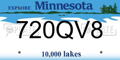 720QV8 Minnesota License Plate
