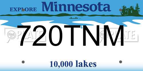 720TNM Minnesota License Plate