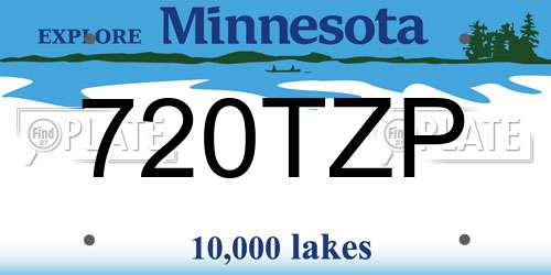 720TZP Minnesota License Plate