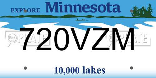 720VZM Minnesota License Plate