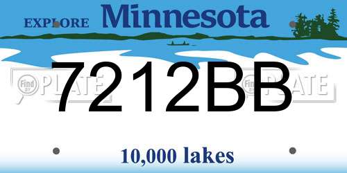 7212BB Minnesota License Plate