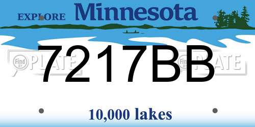 7217BB Minnesota License Plate