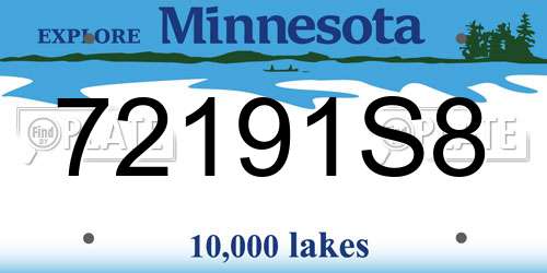 72191S8 Minnesota License Plate