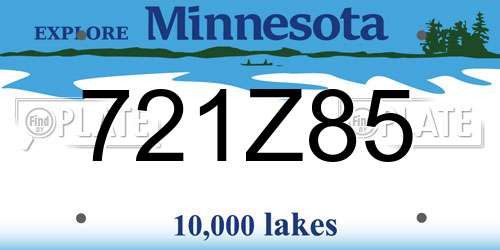 721Z85 Minnesota License Plate