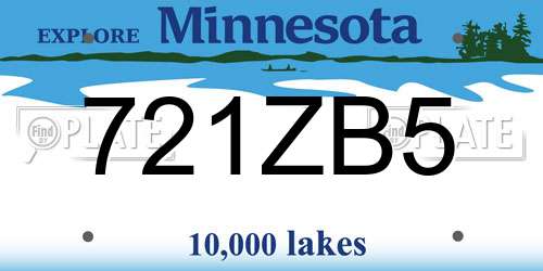 721ZB5 Minnesota License Plate