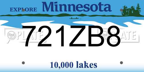 721ZB8 Minnesota License Plate