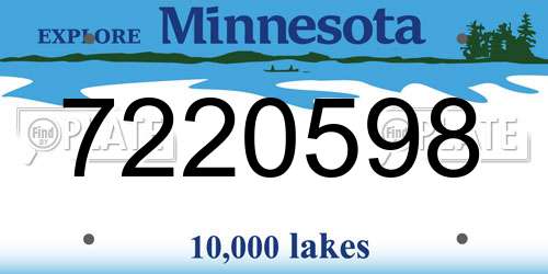 7220598 Minnesota License Plate