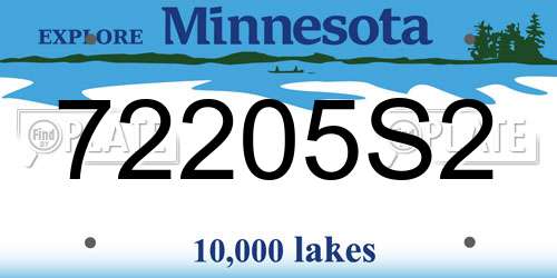 72205S2 Minnesota License Plate
