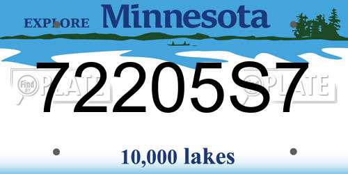 72205S7 Minnesota License Plate