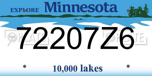72207Z6 Minnesota License Plate
