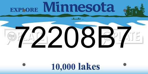 72208B7 Minnesota License Plate